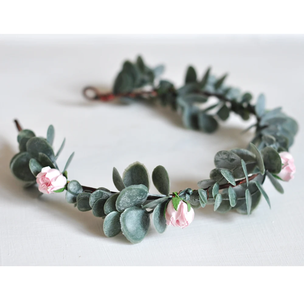 

Hot New Foliage Baby Pink Handmade Shabby Chic Minimalism Design Original Design Flower Crown Wreath Tiara