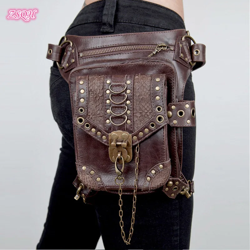 

Steampunk Waist Bags Gothic Handbag Shoulder Bag Vintage Retro Rock Women Street Style Mini Motorcycle Leg Bag