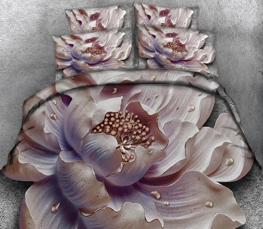 

Relief positioning large flowers 3d effect photo bed linen can be customized photo pattern