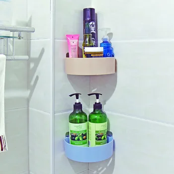 

Plastic Bathroom Storage Rack For Creative Punch Free Bathroom Toiletries Shelf Wall Corner Seamless Stickers Storage Holder
