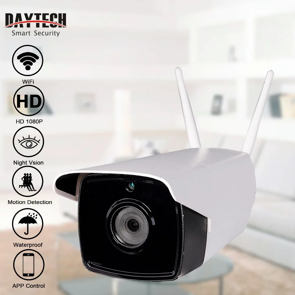 

DAYTECH Wireless IP Camera WiFi Bullet Outdoor Camera HD 720P/1080P Waterproof Outdoor Monitor Night Vision Motion Detection H04