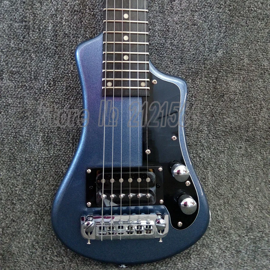 

2016 New Arrival Shorty Electric Travel Guitar Blue Mini Travel Guitarras More colors Solid Body