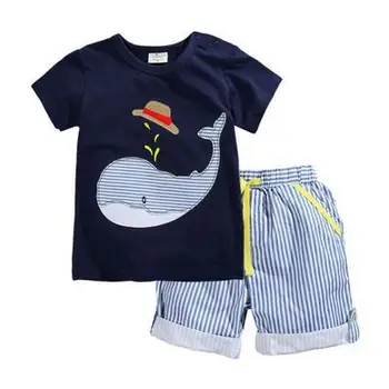 

2018 Summer Boy Short Sleeve T-shirts + Shorts Baby Cotton Suit 0-5 Year Old Children clothing