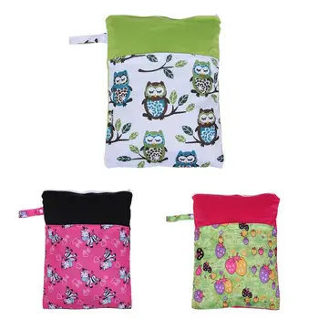 

Baby Diaper Bags Waterproof Cartoon Printed Diaper Holder Zipper Large Capacity Backpack Reusable Clean Diaper Cover Wet Bag