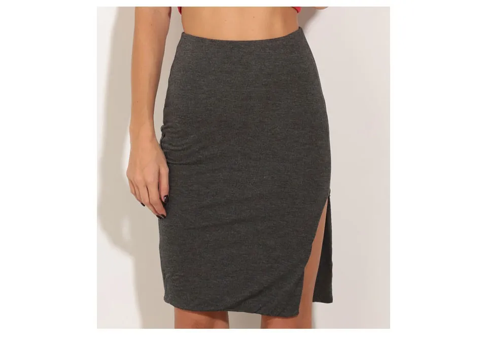 Юбка миди юбка бренда Eliacher размера плюс женская одежда шикарная Сексуальная серая Женская юбка карандаш
