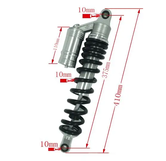 10 мм весна 370 мм 375 мм задний амортизатор подвеска мотоцикл для CFMOTO CF800-2/CFX8 ATV 800 TRAIL DIRT ATV черный+ серебристый
