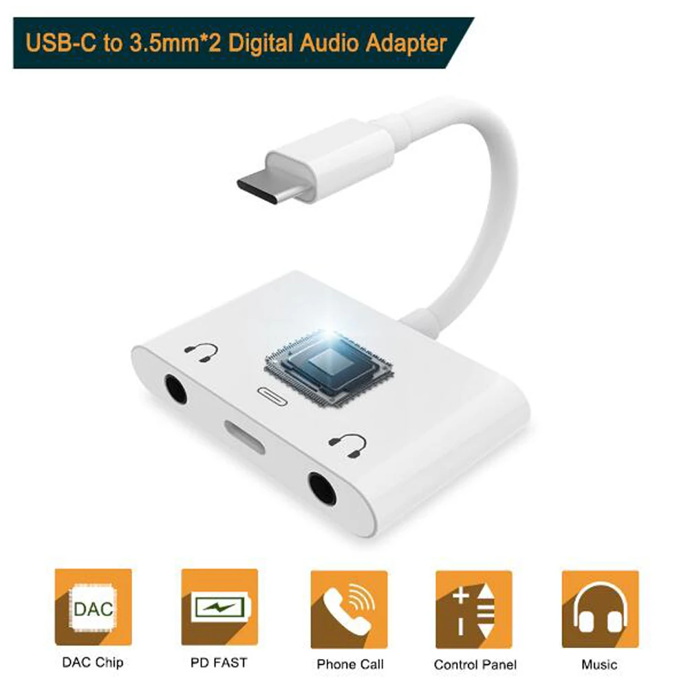 

Type-C USB-C to Type C Dual 3.5mm AUX Audio Charge Adapter for Xiaomi Mi8 Samsung S7 S8 S9 S10 Plus Headphone Earphone Adapter