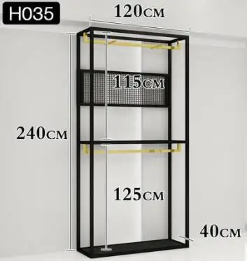 Двухъярусная витрина для магазина одежды, комбинированная стойка для мужчин и женщин, витрина для магазина одежды, железная одежда - Цвет: 120x240cm