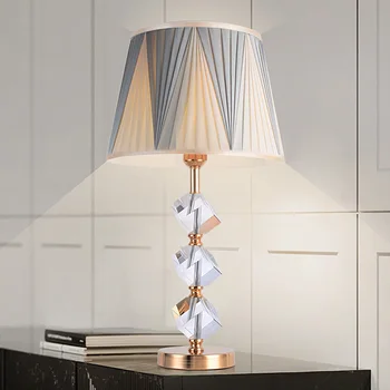 Lámpara de mesa moderna de lujo K9, lámpara de mesa polígono de cristal para la mesita de noche, luces de escritorio, lámparas de mesa, iluminación para el hogar