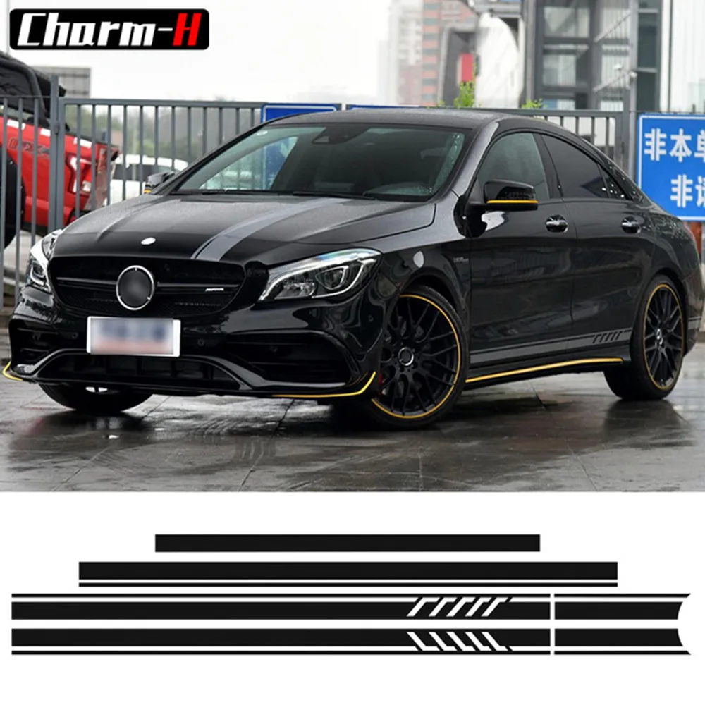 

Gloss Black Edition 1 Style Stripe Top Roof Bonet Side Skirt Decal Sticker for Mercedes Benz W117 C117 X117 CLA AMG