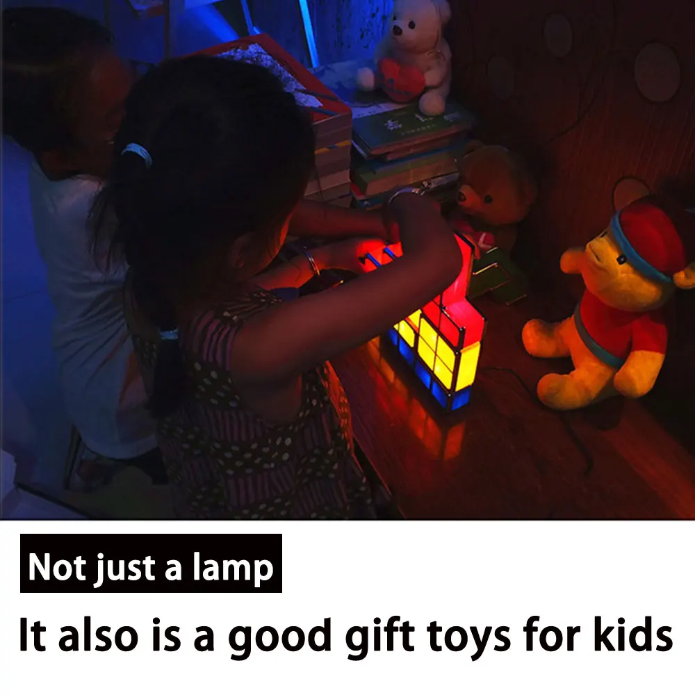 DIY Tetris пазл ночник креативный Штабелируемый LED Настольная лампа конструктивный