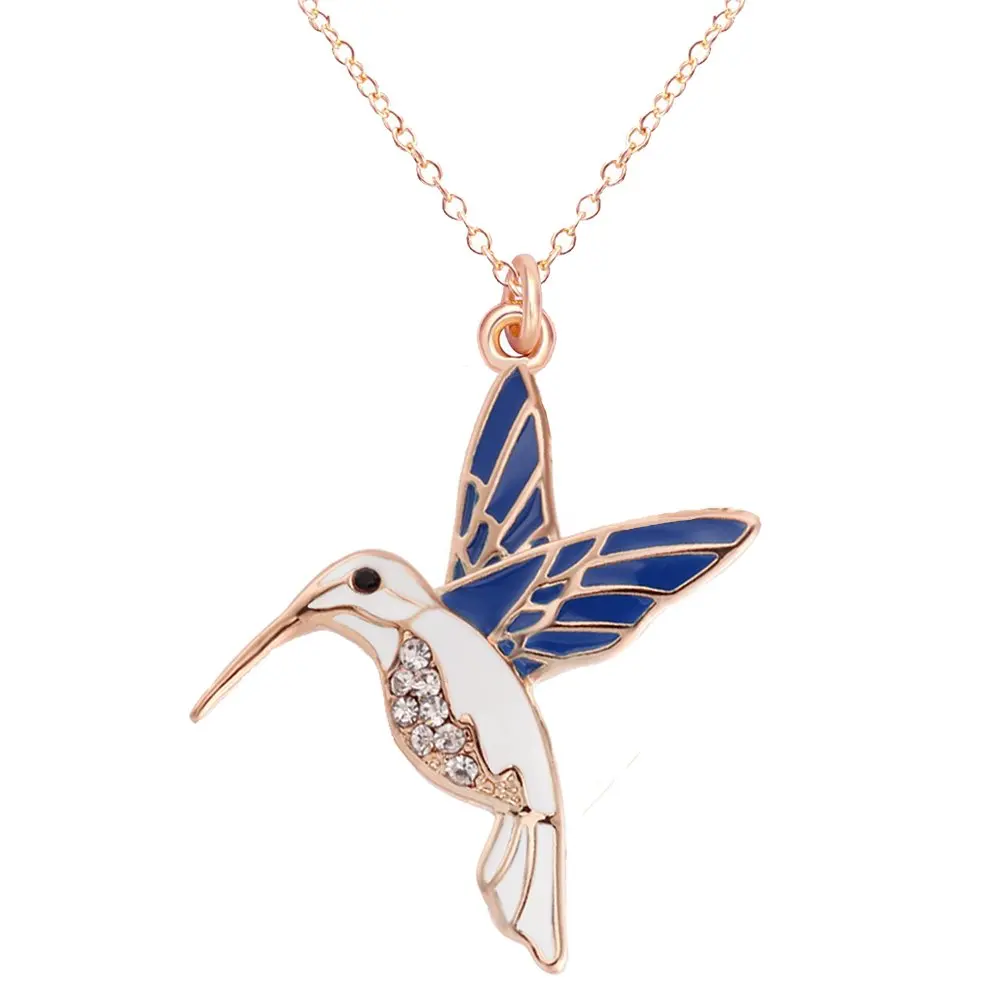 

Oscenlife Charm Bracelet Blue Hummingbird Bangle Female Pendant Necklace