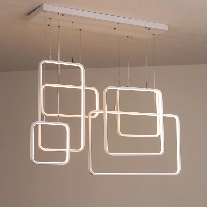 

white modern Led Chandelier lighting for living room diningroom lustre luminaria lampadario Hanging installation led Chandelier