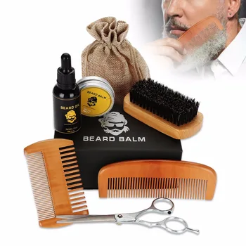 

Bread Oil Balm Beard Shaping Mustache Growing Moisturizing Comb Brush Scissors Grooming Trimming Kits For Men Beard Care Set