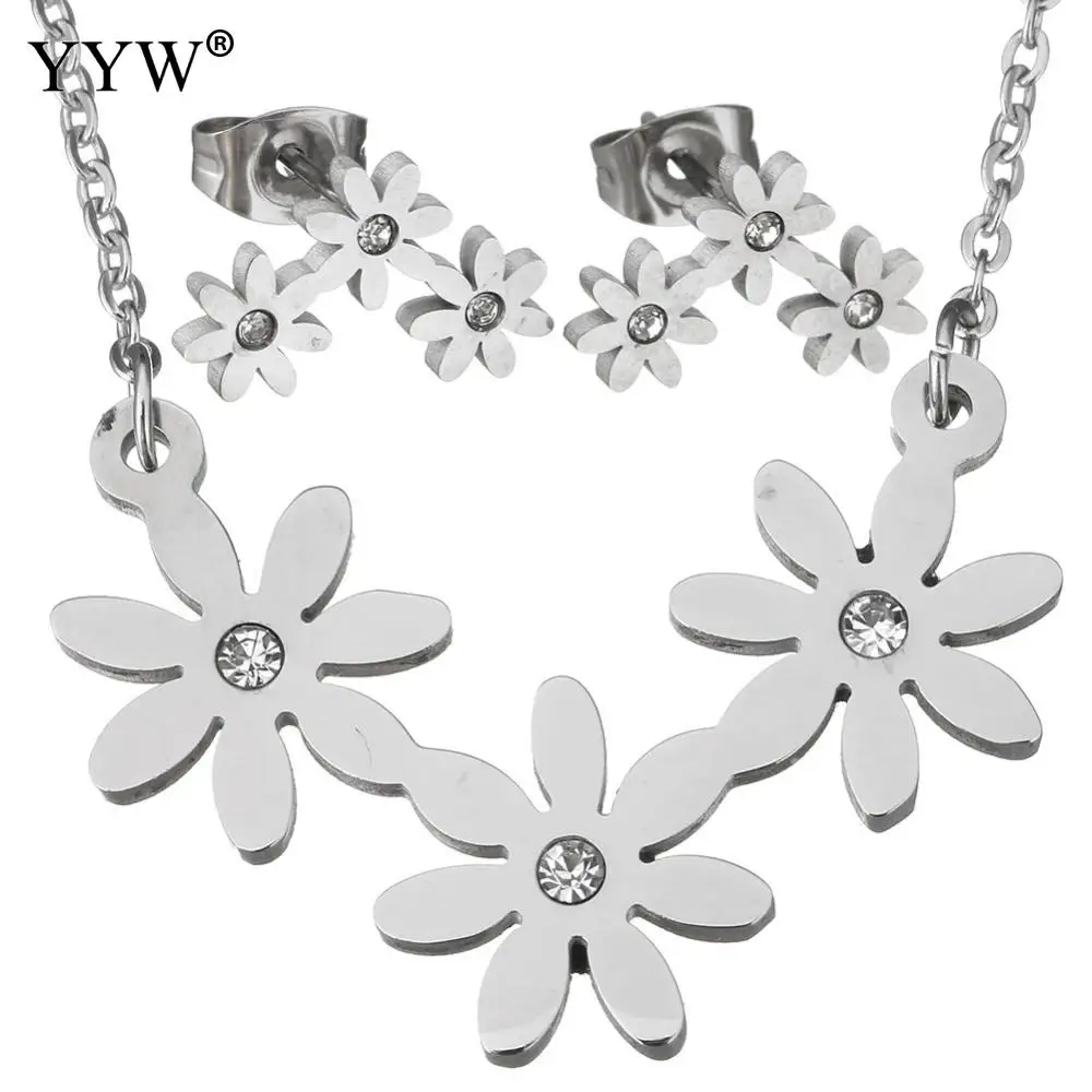 

Stud Earrings for Woman Choker Necklaces Rhinestone Stainless Steel Jewelry Sets Chain Pendant & Necklaces For Women Wedding