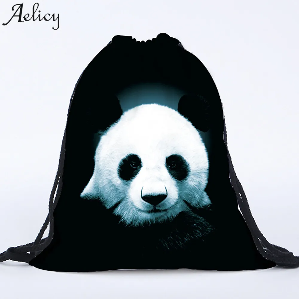 

Aelicy 2018 Hot New Fashion Light High Quality Women Men Unisex 3D Panda Printing Drawstring Backpack Shopping Bag Travel Bag