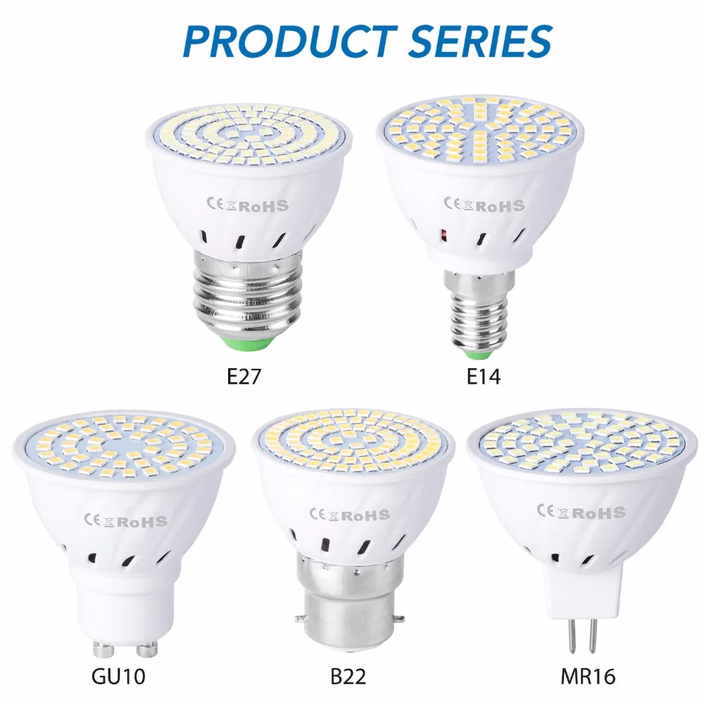 

GU10 Led E27 Lampada E14 220V 230V Led MR16 B22 Corn Lamp Energy Saving Spot Light 4W 6W 8W Kitchen Home Bulb 48 60 80leds Ampul