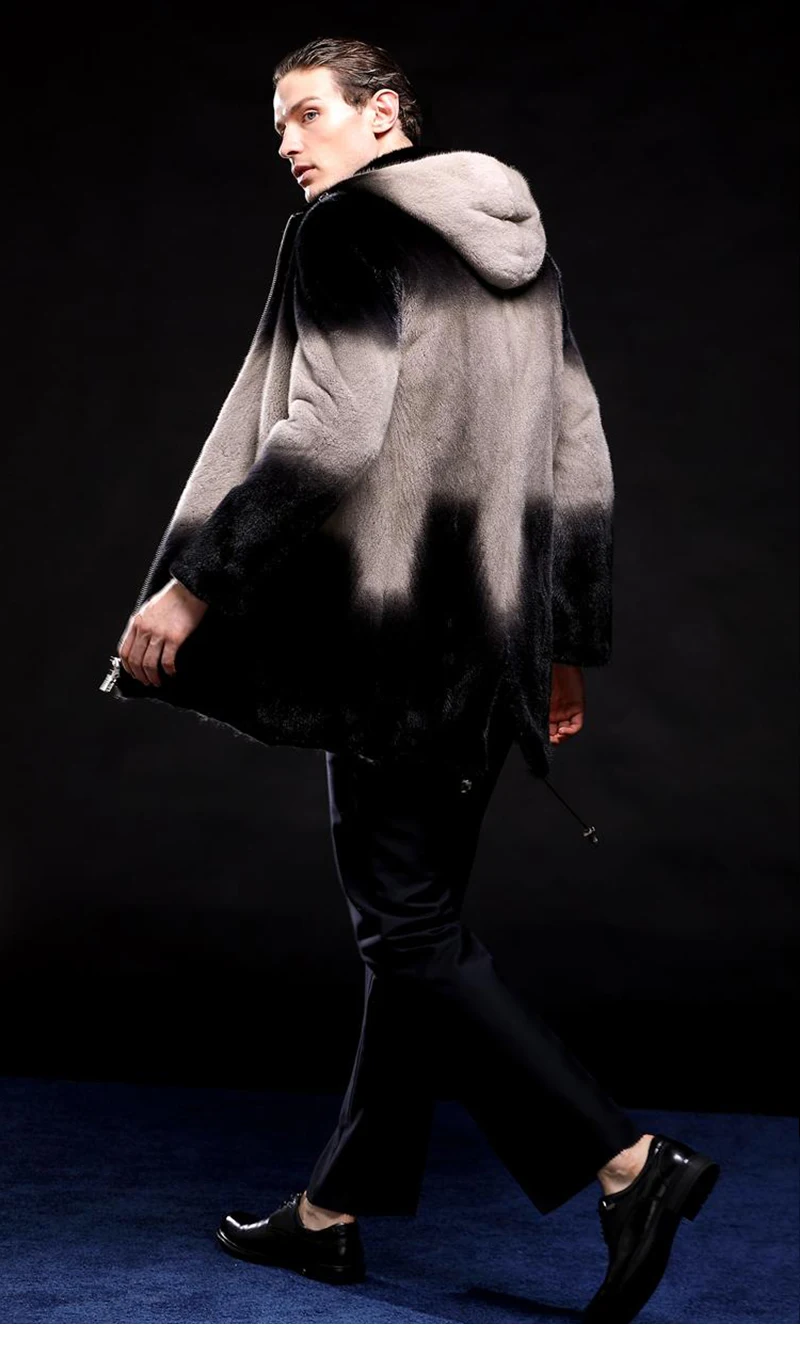 Fang Tai Fur 2019 Мужская импортная бархатная норковая шуба камуфляжная с мехом Капор из норки пальто Мужская X-Long умная Повседневная настоящая