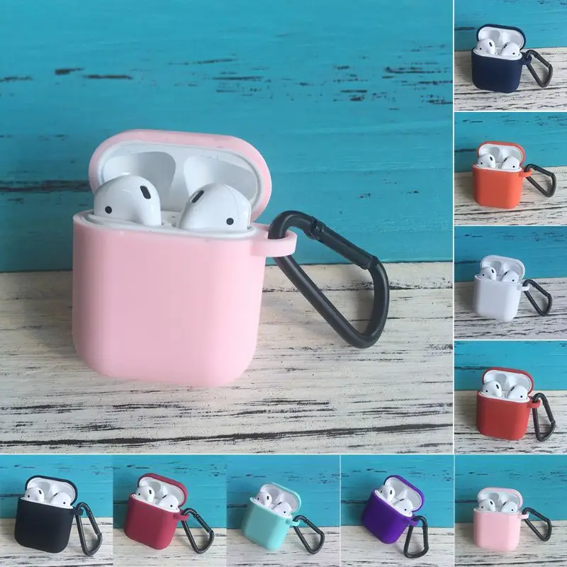 

Protective Cover Soft Silicone Skin Charging Case Buckle Accessories Waterproof Shockproof for Apple Airpods Bluetooth Earphones