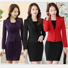 S-3XL New Women’s Dress Suits Summer 2018 Spring Elegant Solid Slim Formal Long-sleeve Blazer + Dress Sets Business Work Female