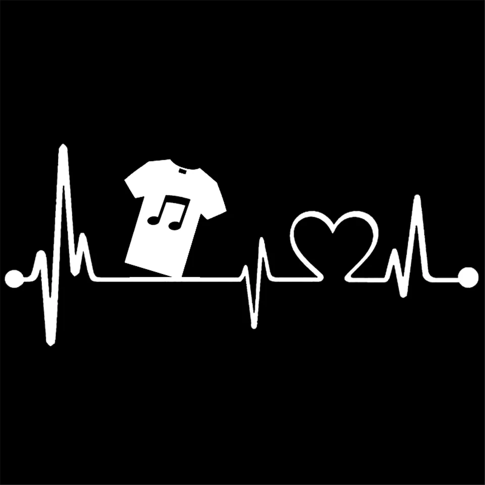 Music T-shirt Lifeline Vinyl Applique Creative Car Sticker Car Model Truck Parts BlackSilver 21.1cmx7 (4)