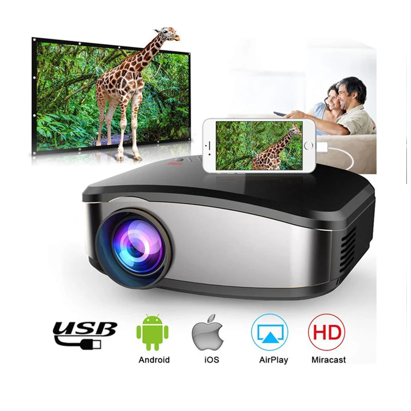 Мини проектор портативный светодиодный мини видеопроектор с поддержкой 1080P HDMI USB