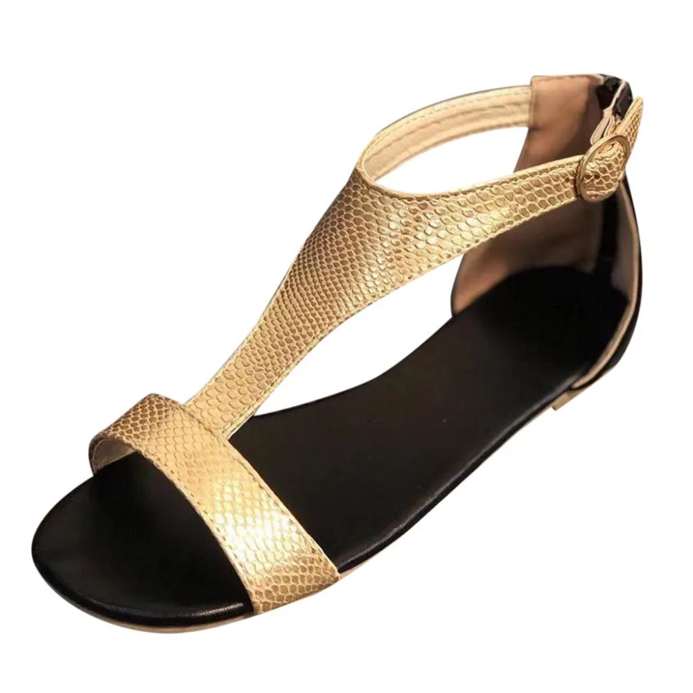 

Women Open Toe Breathable Beach Buckle Strap Sandals Rome Casual Flat Shoes