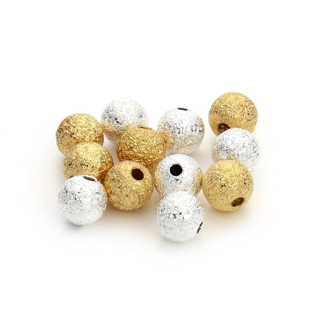 

100pcs/lot 4 6 8mm Gold Silver Gold Round Copper Spacer Beads Frosted Ball End Seed Beads for Necklace Bracelet Jewelry Making