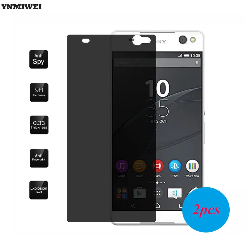 YNMIWEI 2PCS For Sony Xperia C5 E5553 Privacy Tempered Glass Screen Protector For Sony Xperia C5 Ultra Dual AntiSpy Film Guard YNMIWEI 2PCS For Sony Xperia C5 E5553 Privacy Tempered Glass Screen Protector For Sony Xperia C5 Ultra Dual AntiSpy Film Guard