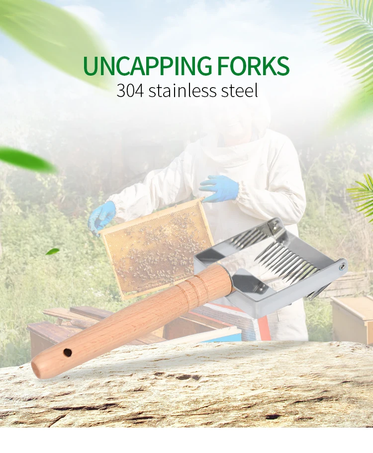 Оборудование для пчеловодства, многофункциональная вилка из нержавеющей стали, скребок для меда, деревянная ручка, игольчатый нож, инструмент для пчеловодства