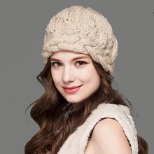 Женские вязаные шапки, зимние Утепленные двухслойные Элегантные повседневные шерстяные женские шапки, теплые женские шапочки T2903