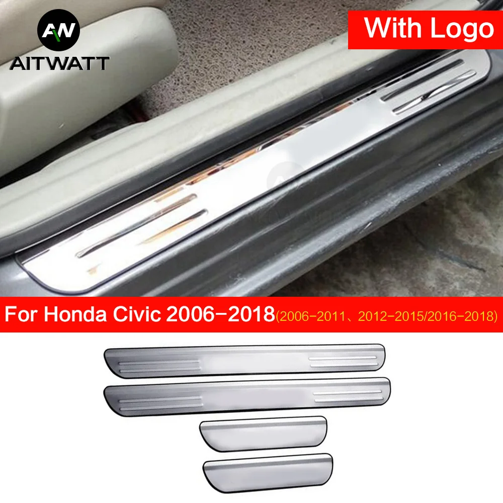 Дверные пороги AITWATT для Honda Civic 2006 2018 из нержавеющей стали защитная Накладка на порог приветствуется накладка