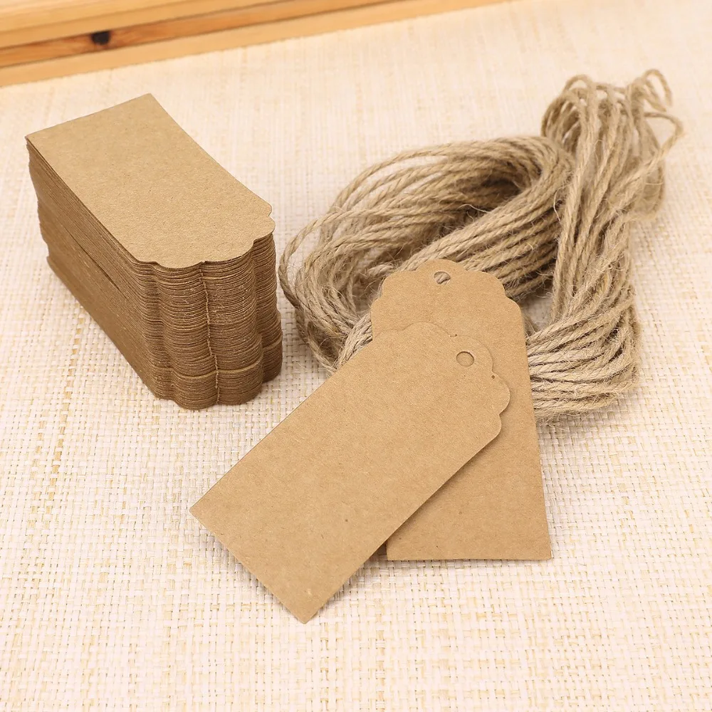 Винтаж kraft Бумага подарочные карты метки с swirl края для Свадебные украшения DIY