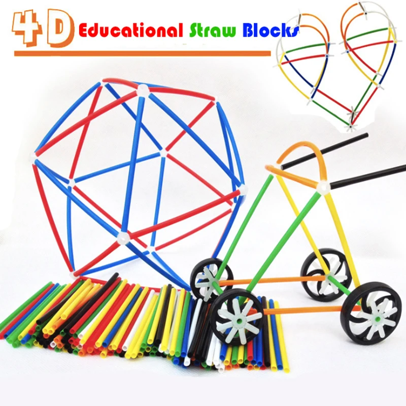 

284pcs Straw Connectors Blocks Building Toy Tunnel Assembled Educational Early Education Tool Children's Day Gift