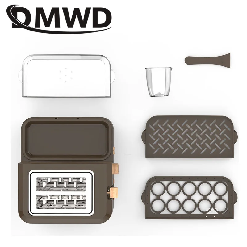 Multifunctional Electric Toaster 3 in1 Breakfast Machine Bread Stove 2 Slices Oven Egg Steamer sausage Omelette frying pan Grill 6