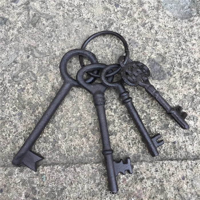 1 комплект чугунный набор ключей старый стиль джейлер 1800s рабыня старинная репродукция большие металлические джейлоры ворота настенные Висячие ключи Длинные