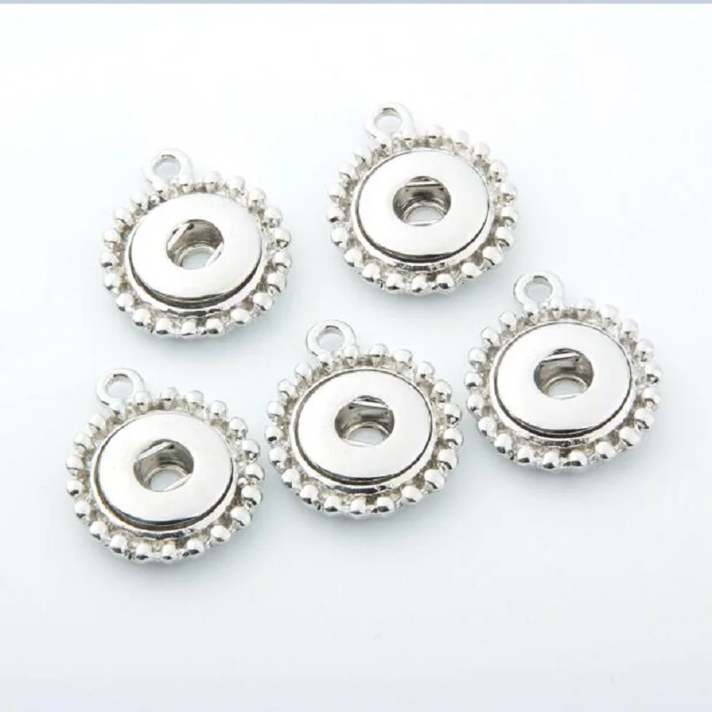 20 PCS Silver Alloy 12MM Snap Button Base With One Hole Snap Jewelry