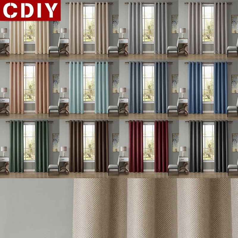 

CDIY Solid Blcakout Curtains For Living Room Bedroom Linen Window Curtains For Kitchen Thick Curtains Drapes Customized Fabric