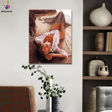 DIY номер картина маслом, гостиная и спальня абстракционистские статуэтки украсить картины маслом Спящей Красавицы и русалки