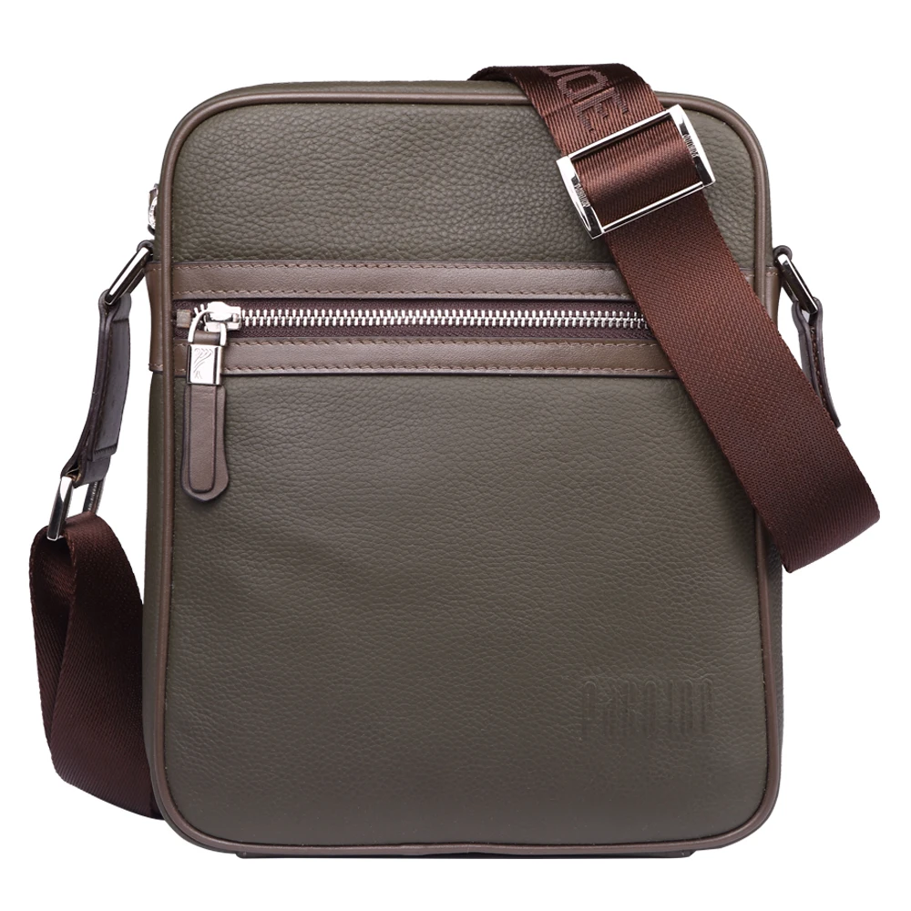 Pabojoe Genuine Leather Messenger Bag Casual Male Flap Shoulder