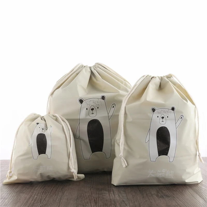 2019New 3pcs Separate Bags Travel Bundle Pocket Set Waterproof Drawstring Clothing Collection PVC Cartoon Shoes Underwear