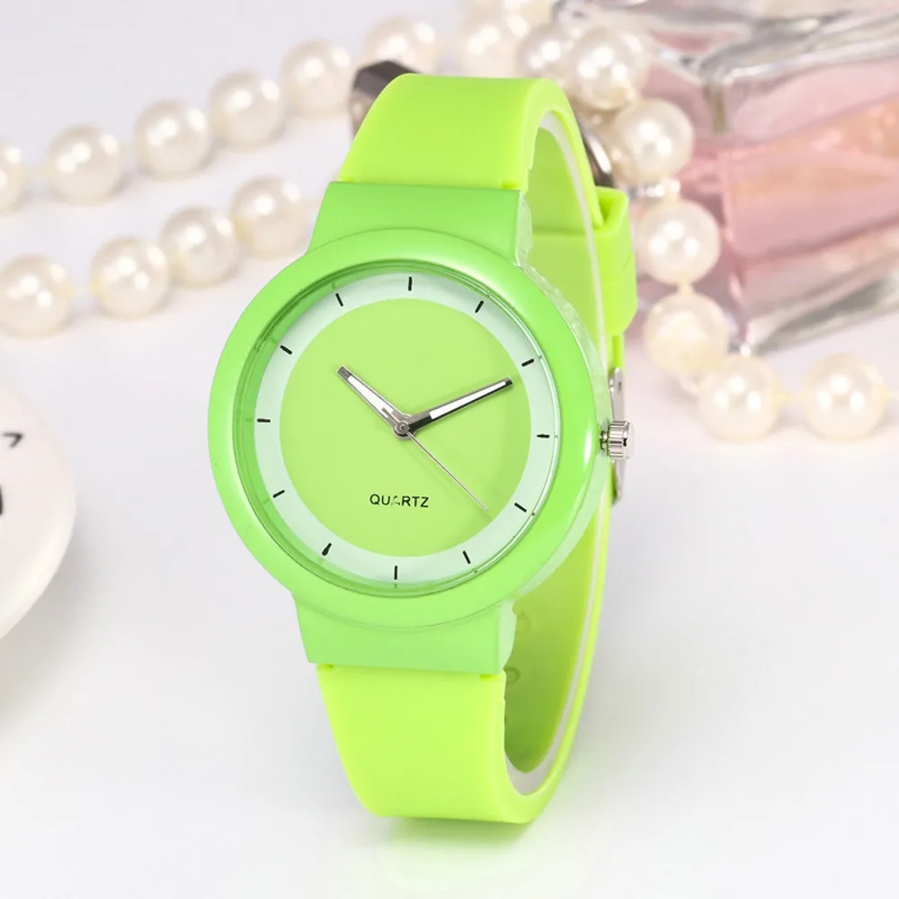 Новинка, женские модные повседневные аналог с силиконовым ремешком, кварцевые круглые часы, relogio feminino, простые круглые horloges, женские часы B40 - Цвет: Зеленый