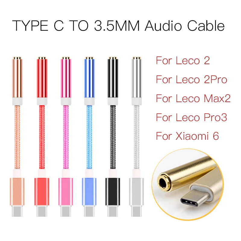 

Type C to 3.5mm Adapter Cable AUX Nylon Wire Type C Earphone Adapter for Letv Le Eco 2 Max2 2Pro Leco Pro 3 For xiaomi 6