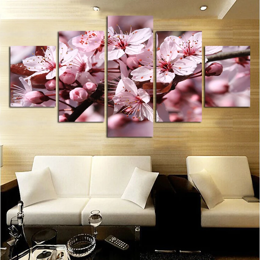 

2018 Hot No Frame Peach Blossom Landscape Vintage Wall Painting Acrylic Paint On Canvas For Living Room free shipping FA507