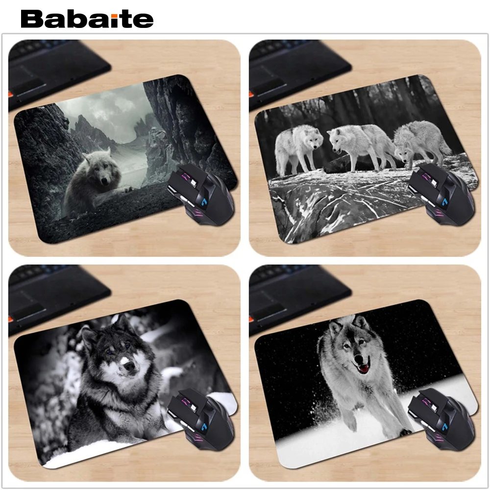 

Babaite Customized Mouse Pad White Wolf in Rocky Mountains Wild Bardian Computer Notebook Durable Non-slip Mice Mat Pad