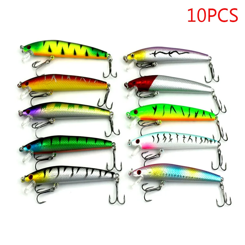 

10 Pcs 3D Eyes Fishing Lures Crankbaits 6# Hooks Artificial Minnow Baits ALS88