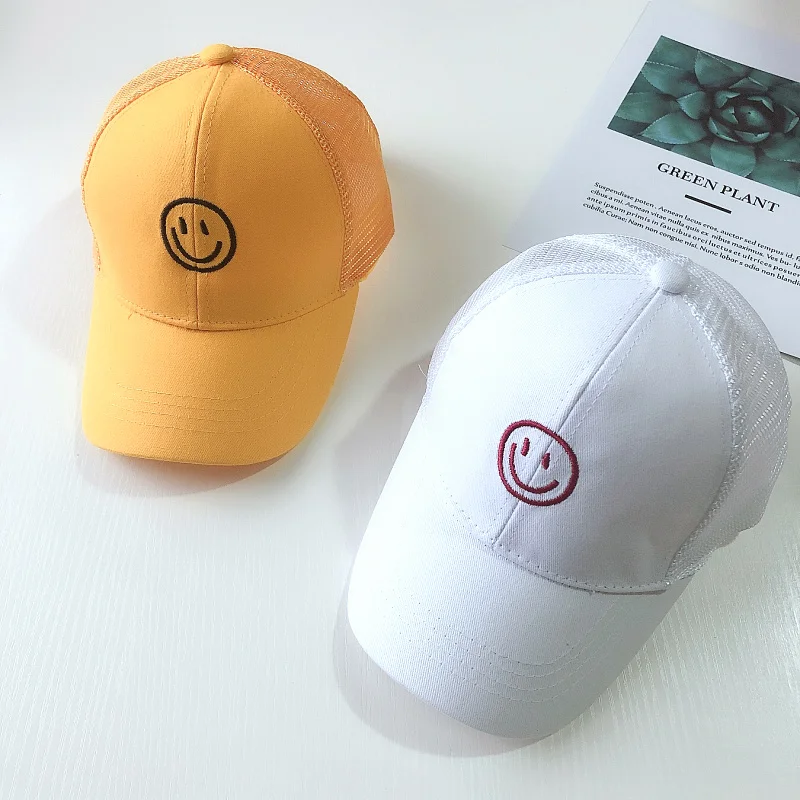 New Korean Smiley Children Baseball Cap Summer Hip Hop hats kids Sun Hat 2 to 8 Years mesh Boys Girls snapback Caps