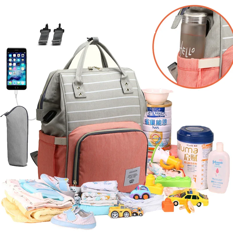 

Baby diaper bag With USB Interface Large Capacity Waterproof Nappy Bag Kits Mummy Maternity Travel Backpack Nursing Handbag