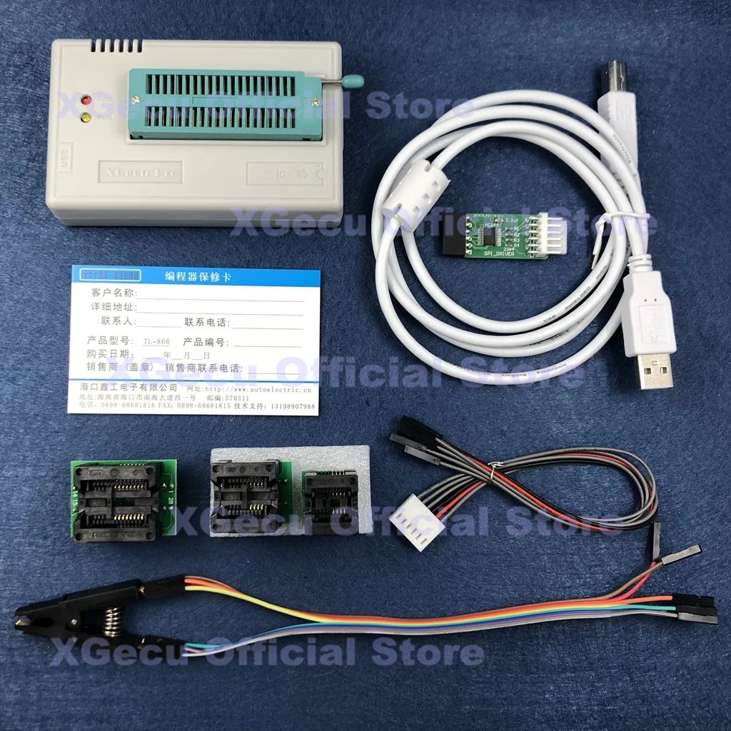 

V8.33 XGecu TL866II Plus USB Universal Programmer support 15000+IC replace TL866A TL866CS+3 adapters+SOP8 Test Clip+SPI Driver