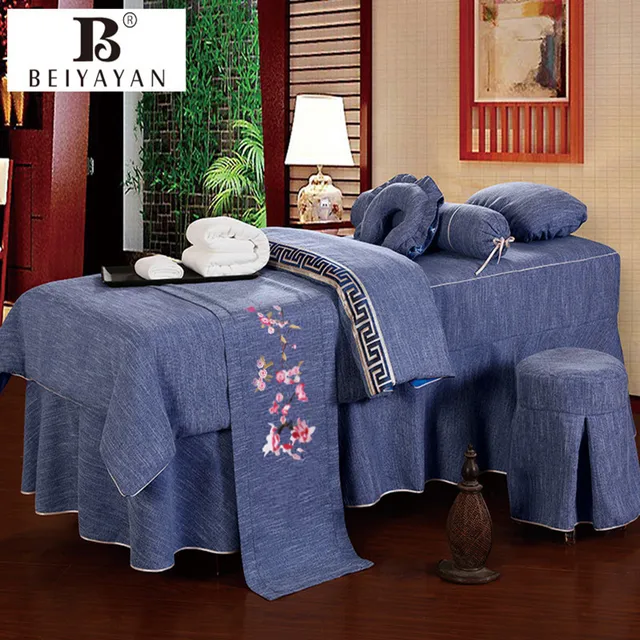 4pcs High grade Beauty salon luxury beauty bed bedspread custom cotton